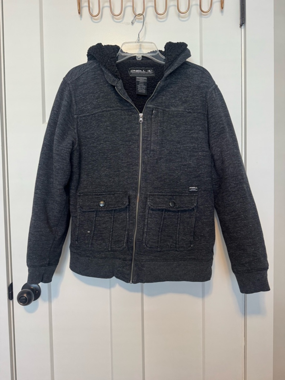 O'Neill Men's Dark Charcoal Zip-Up Hoodie Sweater